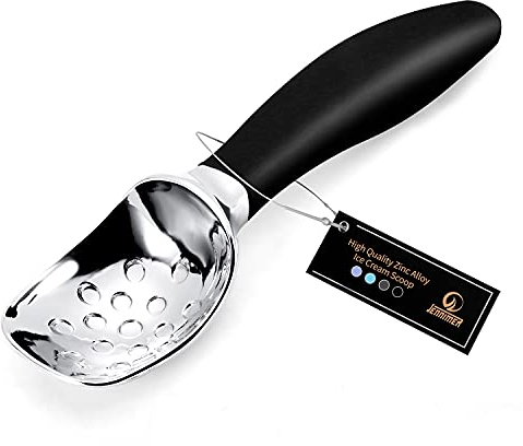 JENNIMER Cuchara de helado con mango de gel de sílice, cuchara de hielo comercial profesional grande antideslizante y anticongelante, cómoda y duradera, fácil de extraer postres congelados como crema