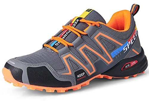 AGYE Fahrradschuhe Herren, rutschfeste Fahrradschuhe Rennrad Mountainbike MTB Schuhe Flat Assisted Sportschuhe, Orange-47