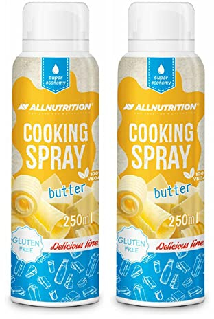 2x ALLNUTRITION Cooking Spray | 250ml je Dose (insg. 500ml) | Kochspray zum Einfetten | ideal zum dosieren | Vegan und glutenfrei | verschiedene Sorten (Butter)
