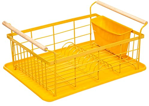 Five - Egouttoir à Vaisselle avec Range-Couverts en métal Jaune Moutarde