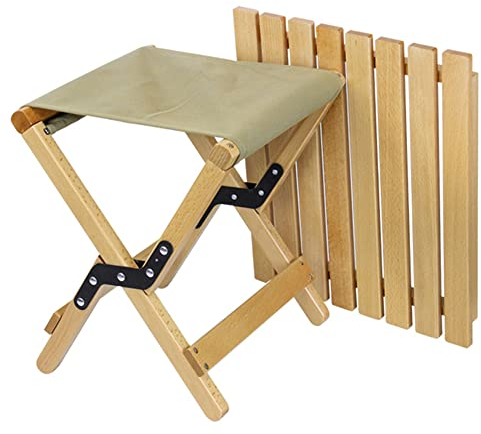 XVBVS Klappbarer Campinghocker aus Holz für den Außenbereich, Tragbarer 2-in-1-Tisch und Stuhl mit Aufbewahrungstasche für Picknick, Garten, Grillen