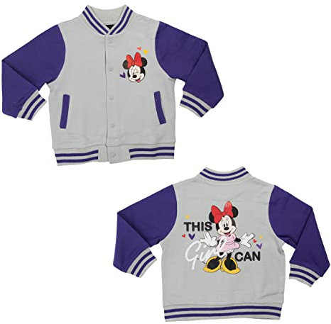 United Labels Disney Minnie Mouse Collegejacke für Mädchen - This girl can Baseball Retro Jacke Grau/Lila (86-92)