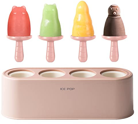 Lot de 4 moules à glaces en silicone faits maison faciles à démouler et réutilisables (rose, WinterWonder Pops)
