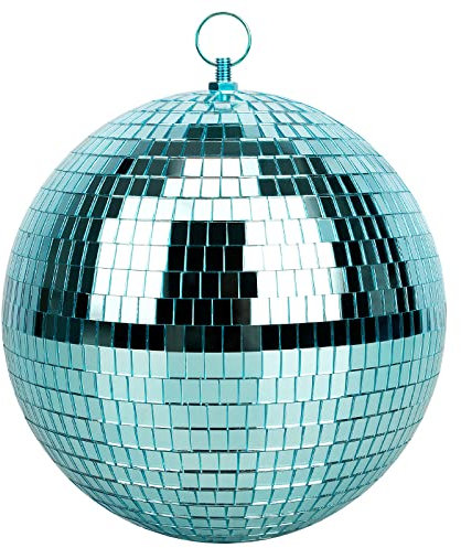 Mirror Ball for Disco DJ Club Party Wedding Home Decor, Muscab 8 Inch Disco Ball with Hanging Ring, Blue