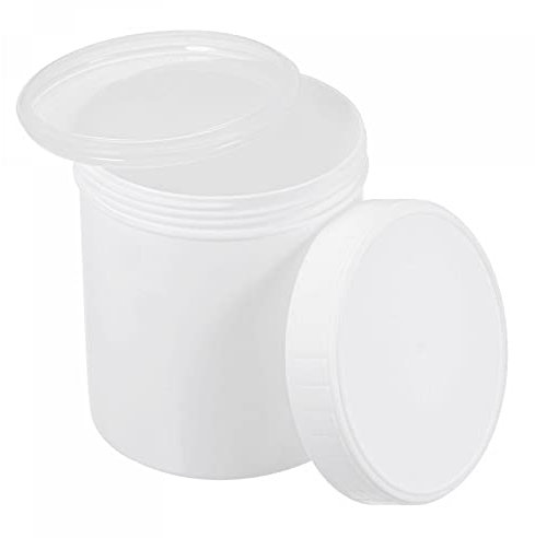 sourcing map Lot de 5 seaux de peinture vides en plastique de 1 000 ml avec couvercle hermétique, blanc