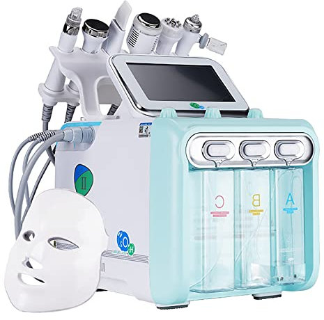 DTBBKSY 7 en 1 Eau Oxygène Hydrafacial Machine Soins du Visage ÉquipementProfessionnel Peau Rajeunissement Petit Bulle Dispositif pour Le Nettoyage en Profondeur,Blue