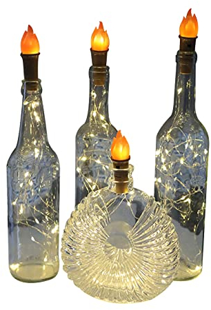 KAYKAI 10 PCS Wine Bottle Lights with Cork,Battery Operated Cork Lights for Wine Bottles,6.5Ft 20LED Fairy String Lights with Candle Flame for DIY, Xmas,Wedding Party Decor,Warm
