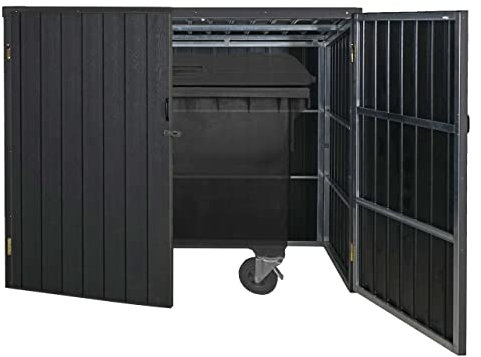 Mülltonnenverkleidung HWC-J29, Mülltonnenbox für Müllcontainer 660-770L, WPC Metall 172x213x112cm - anthrazit
