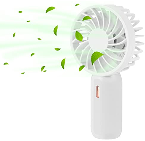 AMFUN Handventilator, Tragbarer Mini Ventilator, Wiederaufladbar USB Ventilatoren, Leistungsstarker Mini Lüfter mit 3 Geschwindigkeiten für Reisen, Zuhause, Draußen, Innen (Weiß)