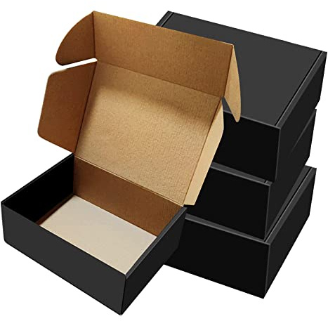 BoShahai 30 Pack 9x6x4 inches Black Shipping Boxes, Corrugated Mailer Boxes, Packaging Boxes for Products, Recyclable Cardboard Box, Flat Literature Mailers for Gifts, Clothings by Mailing