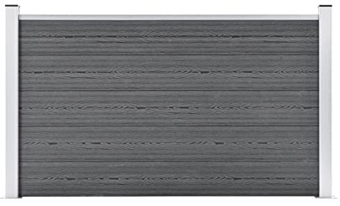 Yolola WPC Zaun Zaunelement Set WPC Sichtschutzzaun Komplettset mit 1 Element mit 2 Pfosten WPC Sichtschutzzaun Windschutz, Zaun Gartenzaun Wpc Zaun Komplettset Grau