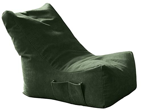 moto-MOLTICO Sitzsäcke 76x97x90cm - Sitzsack XXL mit Taschen - Bean Bag Chair - Indoor Sitzsack - Bean Bag Sessel - Sitzsack mit Füllung - Lazy Bag - Sitzsack Erwachsene - Grün