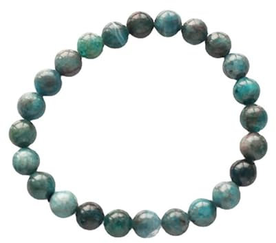 Handgefertigtes 6mm Edelstein Perlenarmband für Männer und Frauen, elastisch | Armband aus Edelsteinperlen für Männer und Frauen (Blau Apatites)