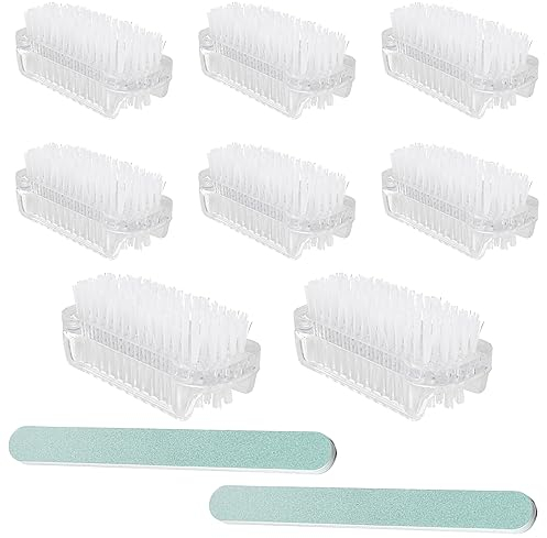 Jortmrd 8 Stück Doppelseitige Handbürste Nagelbürste mit Harten Borsten Handwaschbürste Fingernagelbürste Nail Brush Fingerbrush zur Reinigung von Hand Nagel Bad Waschbecken (inkl. 2 Nagelfeilen)