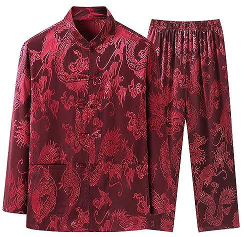 Kung Fu Uniform for Men Shirt Suit Chinese Traditional Tang Hanfu Martial Arts Wing Chun Tai Chi Training Cloth Jacket Pants