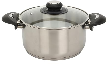 Edelstahl Kochtopf mit Glasdeckel - 5,4 L / 24 x 19 cm - Universal Küchentopf mit Griffen - Topf für Nudeln Kartoffeln Suppen Eintopf für alle Herdarten spülmaschinenfest