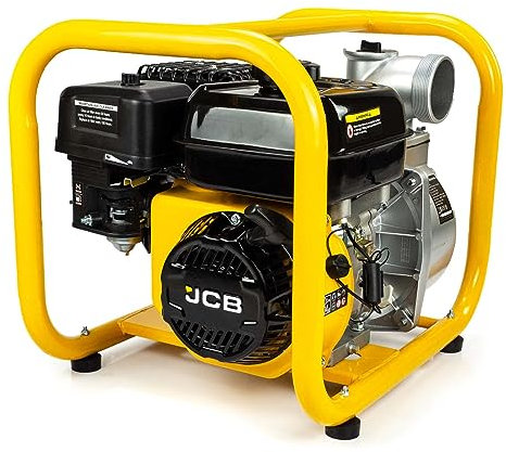 JCB 80mm 3’’ Professional Petrol Water Pump 7.5hp 224cc 4-Stroke Heavy-Duty 32mm Open Water Pump Frame 28m Lift 7m Suction 3.6L Fuel Tank 3 Years Warranty