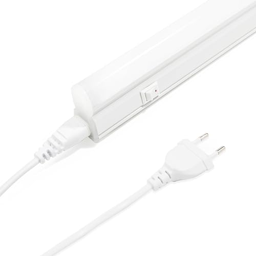 Qsmile Réglette LED Cuisine 32 Cm, 1er Set T5 4W 570lm 4000K, Extensible LED Lumière, Réglette LED Avec Interrupteur Et Prise Euro, Néon Led Pour Cuisine, Salon, Chambre À Coucher, Salle À Manger.