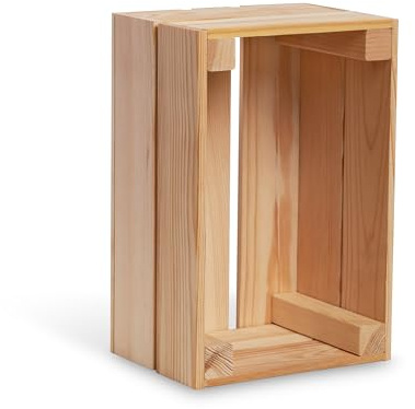 PINEEA cassette legno piccole - cassetta di legno 30x20x15 - Naturale Multifunzionali Decorative - Per Frutta, Verdura, Vino o Libri (1 Pezzi)
