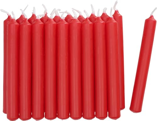 Wenzel Christbaumkerzen 'Basic' rot - 20er Set - ca. Ø 1,3 x 10,5 cm - Unparfümiert - Traditionelle Weihnachtsdekoration