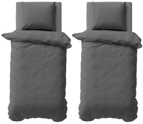 Visaggio 4 teilige Bettwäsche 135x200 cm Anthrazit Mikrofaser Uni Bettbezug Garnitur Set Einfarbig Kissenbezug Schlafzimmer Set