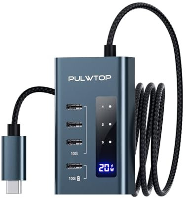 PULWTOP USB C Hub for Laptop, 7 in 1 10Gbps USB Adapter Support Data & Charging(Not Support Video), USB Hub 10Gbps Ports for iMac, MacBook Pro/Air, iPad, XPS (4 IN 1 USB C HUB)