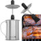 nobellgo Edelstahl Mop-Saucenbehälter mit Silikonpinsel und integriertem Deckel - Mop Pinsel für gleichmäßiges Auftragen von Saucen, BBQ, Grill, hygienisch, Küchenpinsel, Backpinsel, Marinade