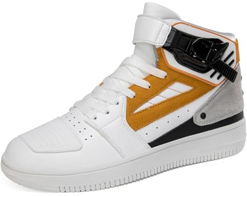 DJFOG Stivali da moto comodi unisex, stivali da bici da cross resistenti alle intemperie in pelle microfibra, scarpe da equitazione per moto alla moda, supporti per la caviglia,Giallo,36