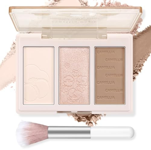 Boobeen Blush Contour Highlighter Makeup Palette - 3 Farben Schimmer oder Matte Powder Palette für Blush, Highlighting, Bronzer & Glowing das Gesicht