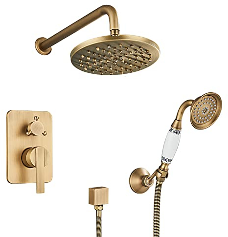 Wasserhahn/Wasserhahn, Antikes Duschsystem, Wandmontage, Duschhahn-Set, Einhebel-Regendusche, Kombi-Set, 2 Funktionen, Wannen- Und Duschverkleidungsset Mit 8-Zoll-Regenduschkopf, Handbrause