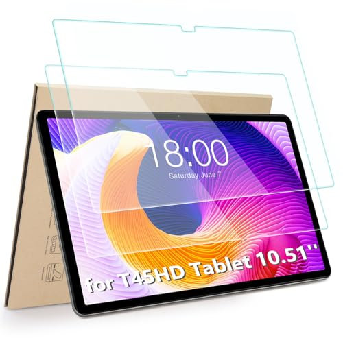 Hianjoo 2 Pezzi Vetro Temperato Compatibile con TECLAST T45HD Tablet 10.51'', Pellicola Protettiva Protezione Compatibile con TECLAST T45HD Tablet 10.51''