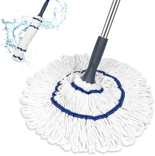 Silkyhose Self-Wringing Twist Mop Cotton Rotating Dry & Wet Mops with Long Handled for Floor Cleaning Kitchen Bathroom Hardwood Vinyl Tile Laminate Household Office