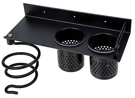 MERRYHAPY Haartrocknerhalter Organizer fürs Badezimmer Ständer zur Aufbewahrung von Föhn und Lockenstab Kompaktes Regal für Friseurwerkzeuge Geeignet für Schlafzimmer und Salon