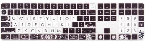 Niedliche Tastaturabdeckung für Apple iMac Magic Keyboard 2021 (Modell: A2520) mit Ziffernblock und Touch-ID, Silikon-Tastaturschutz, US-Layout, Sonne und Mond