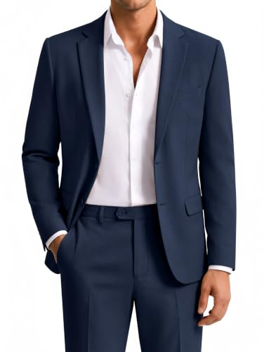 COOFANDY Men's 2 Piece Linen Suits Set Regular Fit Casual Linen Lightweight Suit Summer Beach Wedding