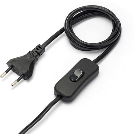 Prolunga con interruttore, 100+50cm, H03VVH2-F 2x0,75. Nero