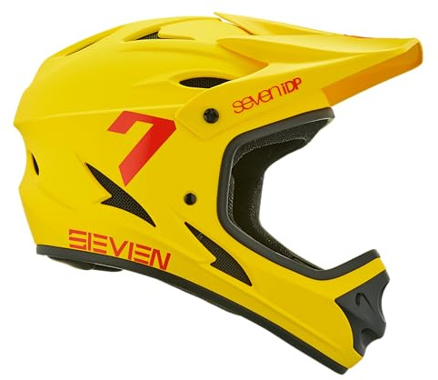7 iDP M1 MTB Mountain Bike Full Face Lightweight Vented Bicycle Helmet (Matte Yellow, L)