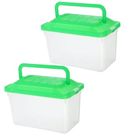 BESPORTBLE 2st Tragbares Aquarium Tierträger Aquarien Groß Mini-reptilienbecken Aus Glas Schildkrötenbecken Aus Kunststoff Fischbecken Mit Deckel Mini-reptilienkäfig Abs Light Green