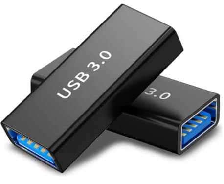 TECHZOCO Empalme USB, Adaptador acoplador USB, Adaptador USB A Hembra a Hembra, Transferencia de hasta 5 Gbps, Empalme Cable, Conector USB 3.0 Hembra a Hembra, Aluminio, Negro
