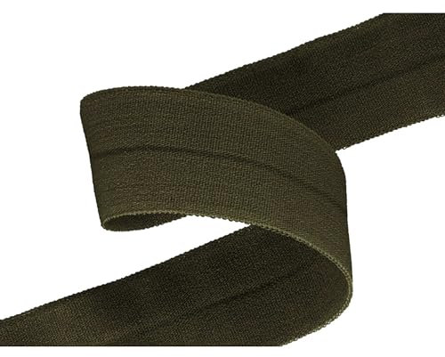 Falzgummi 100m Faltgummi 20mm hochelastisch Faltgummi Schrägband Saumband Farbwahl, Farbe:104 - olivgrün