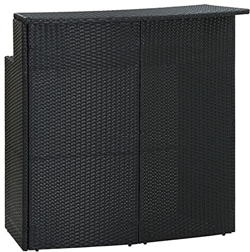 Xichuzi Garten-Bartisch, Gartentisch, Balkontisch, Balkonmöbel Kleiner Balkon, Balkon Tisch, Beistelltisch, Schwarz 120x55x110 cm Poly Rattan
