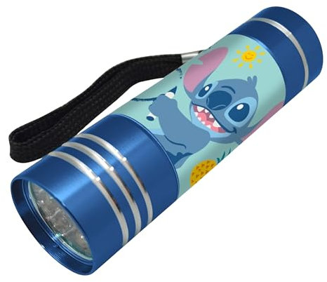 Disney Stitch Mini lampe de poche, design Stitch et Ange, 9 LED, avec corra de poupée, cadeau pour enfants | Bleu
