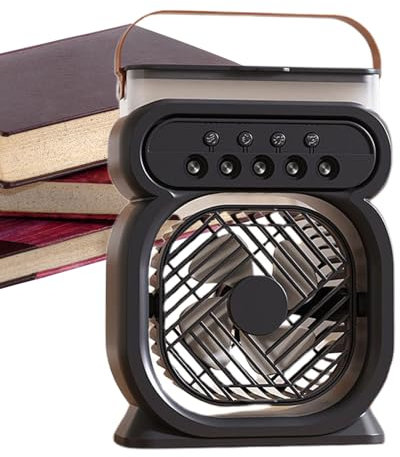 Portable Mist Fan, Fan with Mist, Portable Air Conditioner Fan with Mist, 7 Colors Night Light 3 Wind Speeds 450ml Water Cooling Electronics for