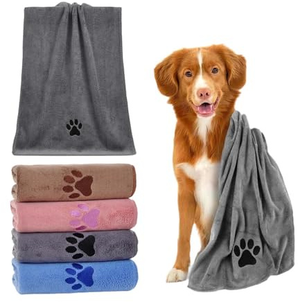 ZHYUAN 4 stycken 75 x 35 cm torr handduk hundar, handdukar snabbtorkande husdjur, mikrofiberhanddukar, hundhandduk extra absorberande, hundhandduk extra absorberande, hundhandduk extra absorberande