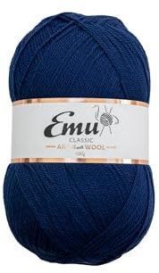 Emu Classic Aran with Wool 400g Ball Acrylic Blend Yarn 840m, French Navy - 216