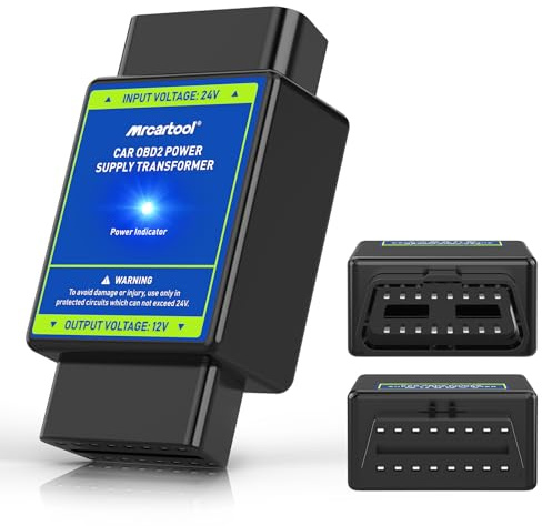 MRCARTOOL 24 V a 12 V OBD2 Fuente de alimentación Transformador 16 Pin OBD Fuente de alimentación convertidor OBD2 Voltaje de entrada 24 V a 12 V Voltaje de salida, Reductor de voltaje para coche