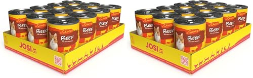 JosiCat Beef in Sauce (12 x 415 g) | Adulte | Nourriture Humide Premium pour Chats Adultes | Bœuf en Sauce | Vitamines D3 & E | Powered by JOSERA | Aliment Complet pour Chats | 12 pièces (Lot de 2)