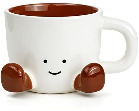 Yeelua Coffee Mug, 370ml Funny Feet Coffee Mug, Cute Decorative Mug, Hand-Kneaded Design Tea Cup for Women Men Christmas Birthday Gift