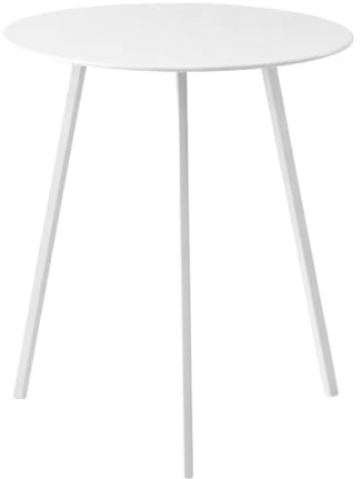 MICA Decorations Seattle Beistelltisch für Außenbereich - Runder Couchtisch - Pflanzentisch und Kaffeetisch - H45 x Ø38 cm - Metall - Weiss