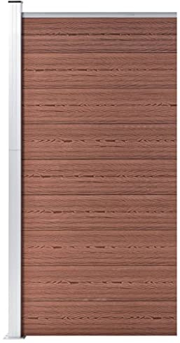 Qnhdfrt WPC Zaunelement 95x186 cm Braun – Sichtschutzzaun aus Holz-Kunststoff-Verbundstoff – Modulares Gartenzaun-System mit Aluminium-Profil für Garten und Terrasse